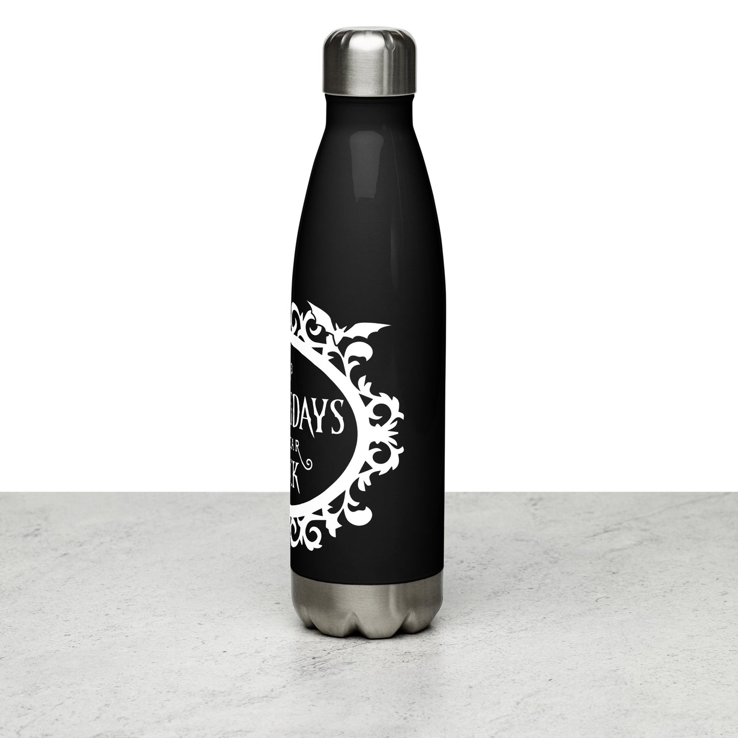On Wednesdays We Wear Black Spooky Goth Wednesday Fanart Baby Bat Stainless steel Water Bottle