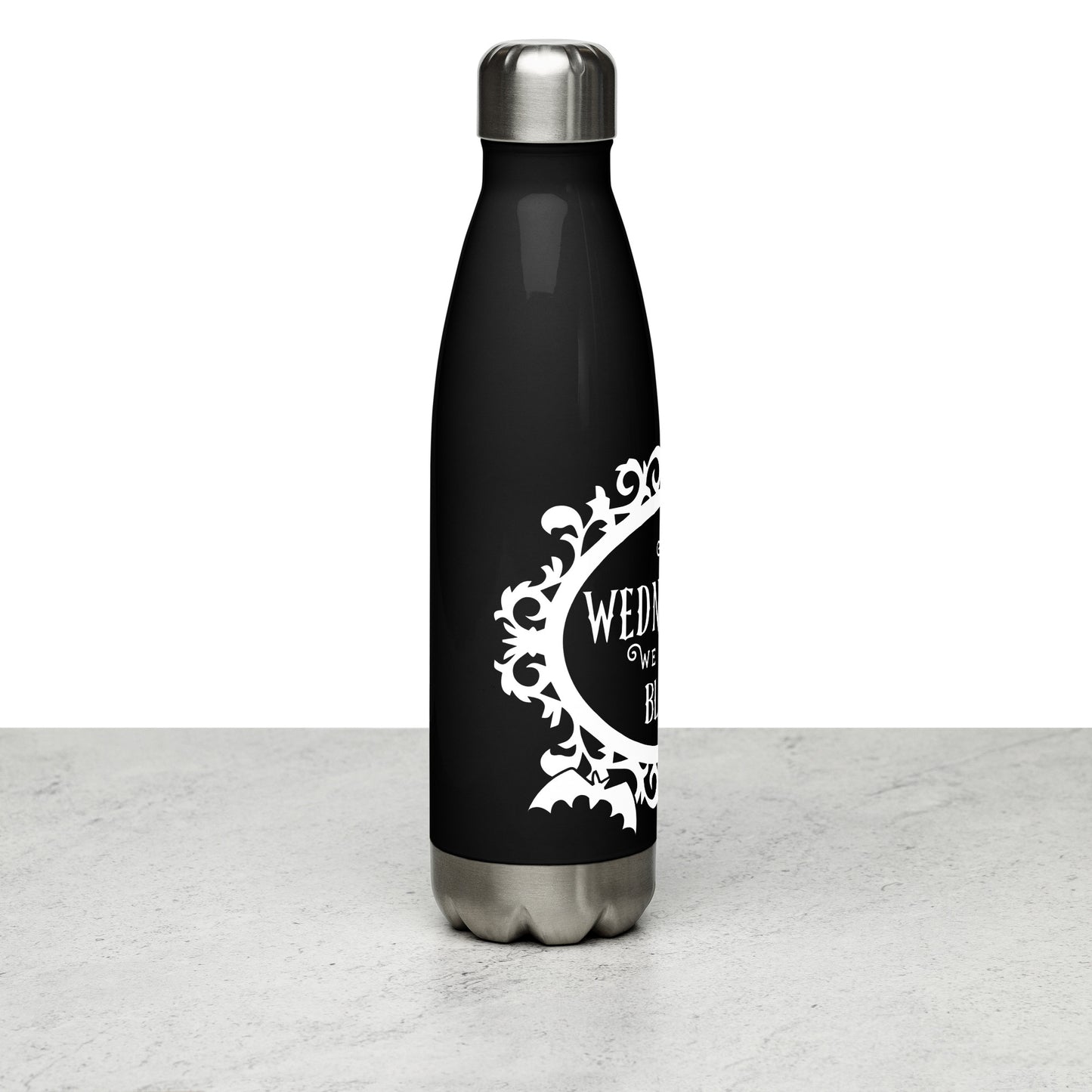 On Wednesdays We Wear Black Spooky Goth Wednesday Fanart Baby Bat Stainless steel Water Bottle