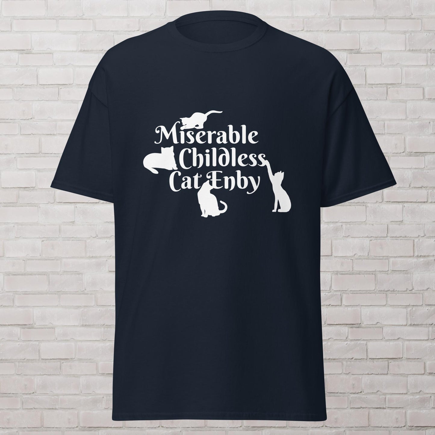 Miserable Childless Cat Enby Nonbinary Democrat Liberal Childfree Genderless T-Shirt Plus Sizes Available