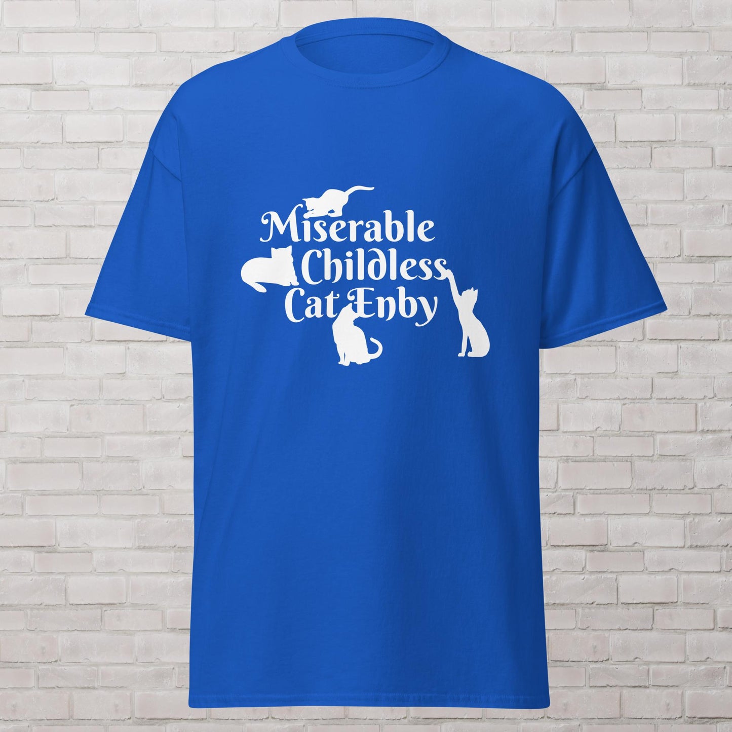 Miserable Childless Cat Enby Nonbinary Democrat Liberal Childfree Genderless T-Shirt Plus Sizes Available