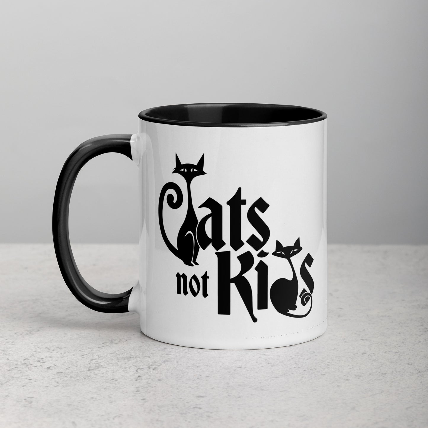 Cats Not Kids Childfree Childless Cat Lady Gift Black & White Mug