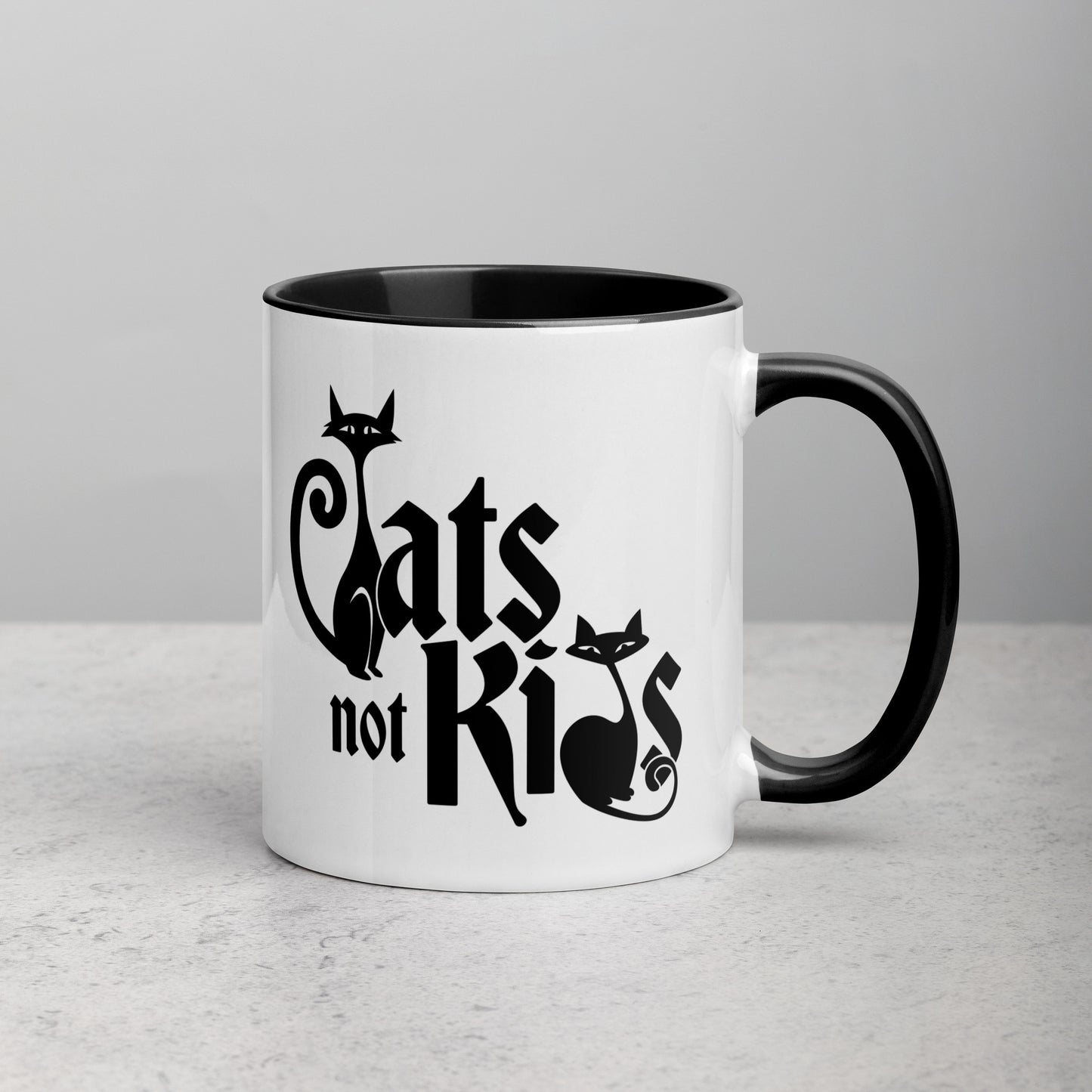 Cats Not Kids Childfree Childless Cat Lady Gift Black & White Mug