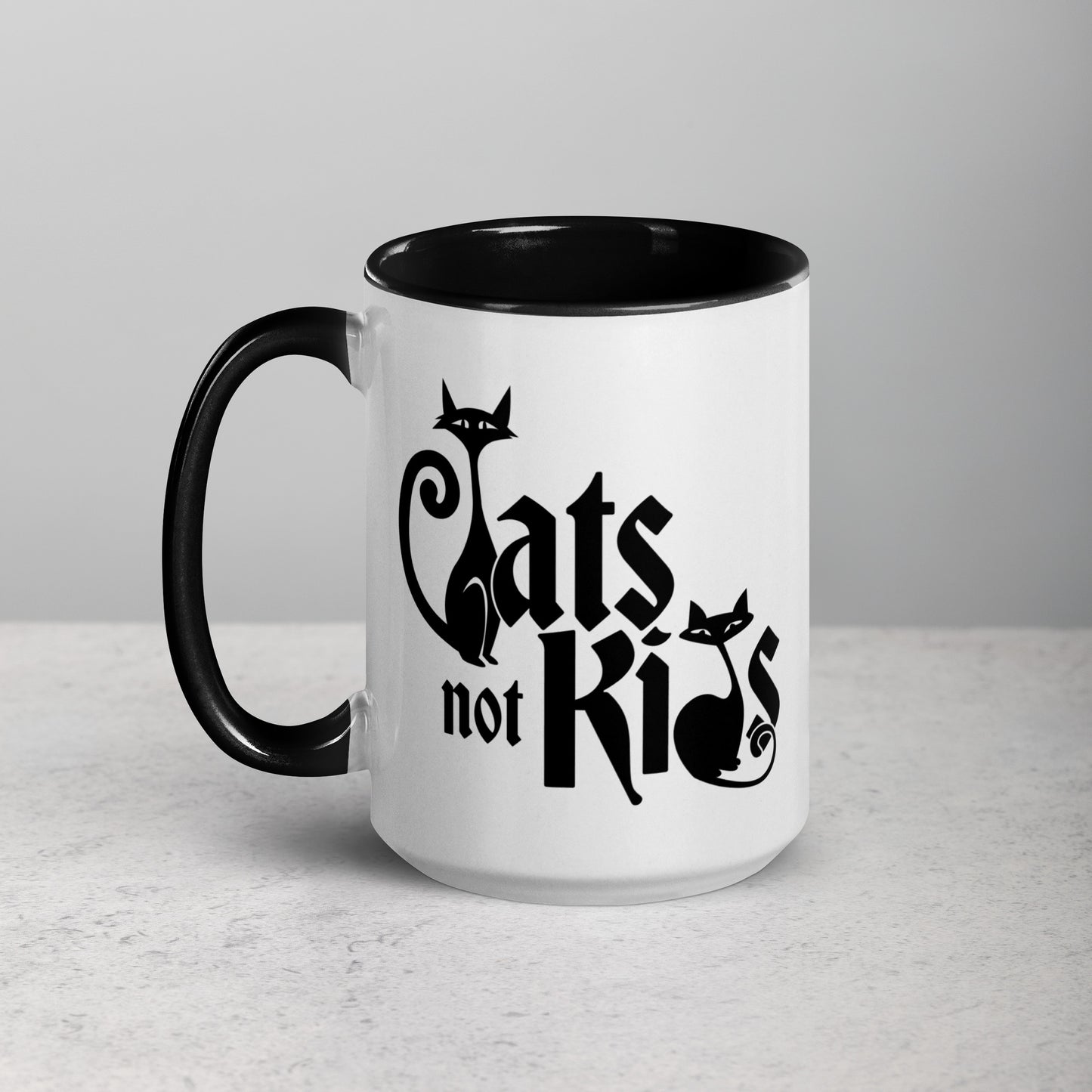 Cats Not Kids Childfree Childless Cat Lady Gift Black & White Mug