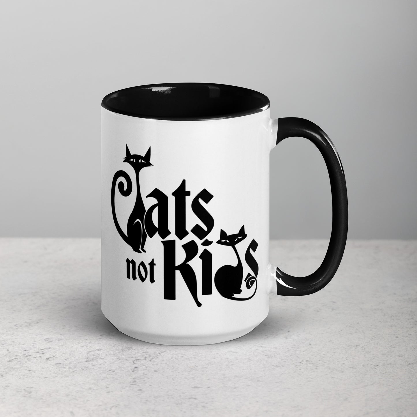 Cats Not Kids Childfree Childless Cat Lady Gift Black & White Mug