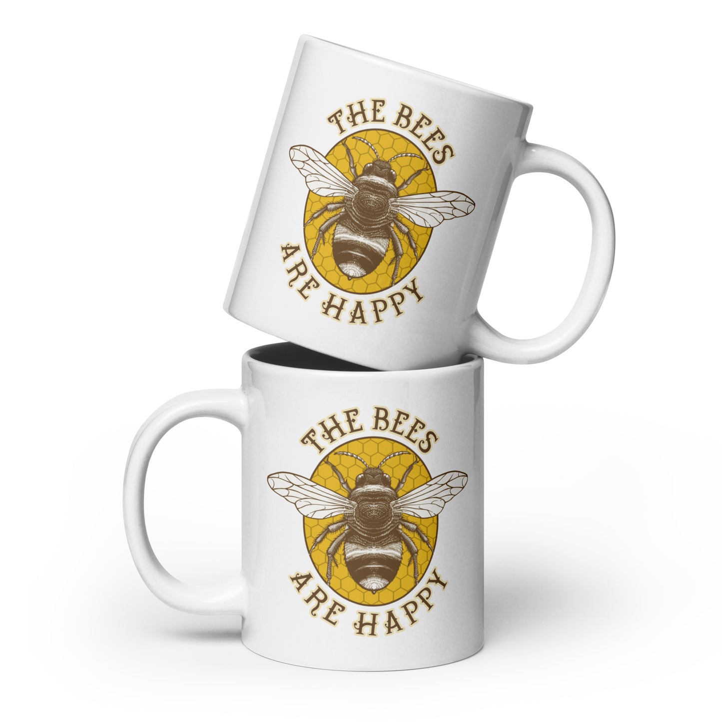 The Bees Are Happy Valheim Apiary Honeybee Lover White glossy Coffee mug