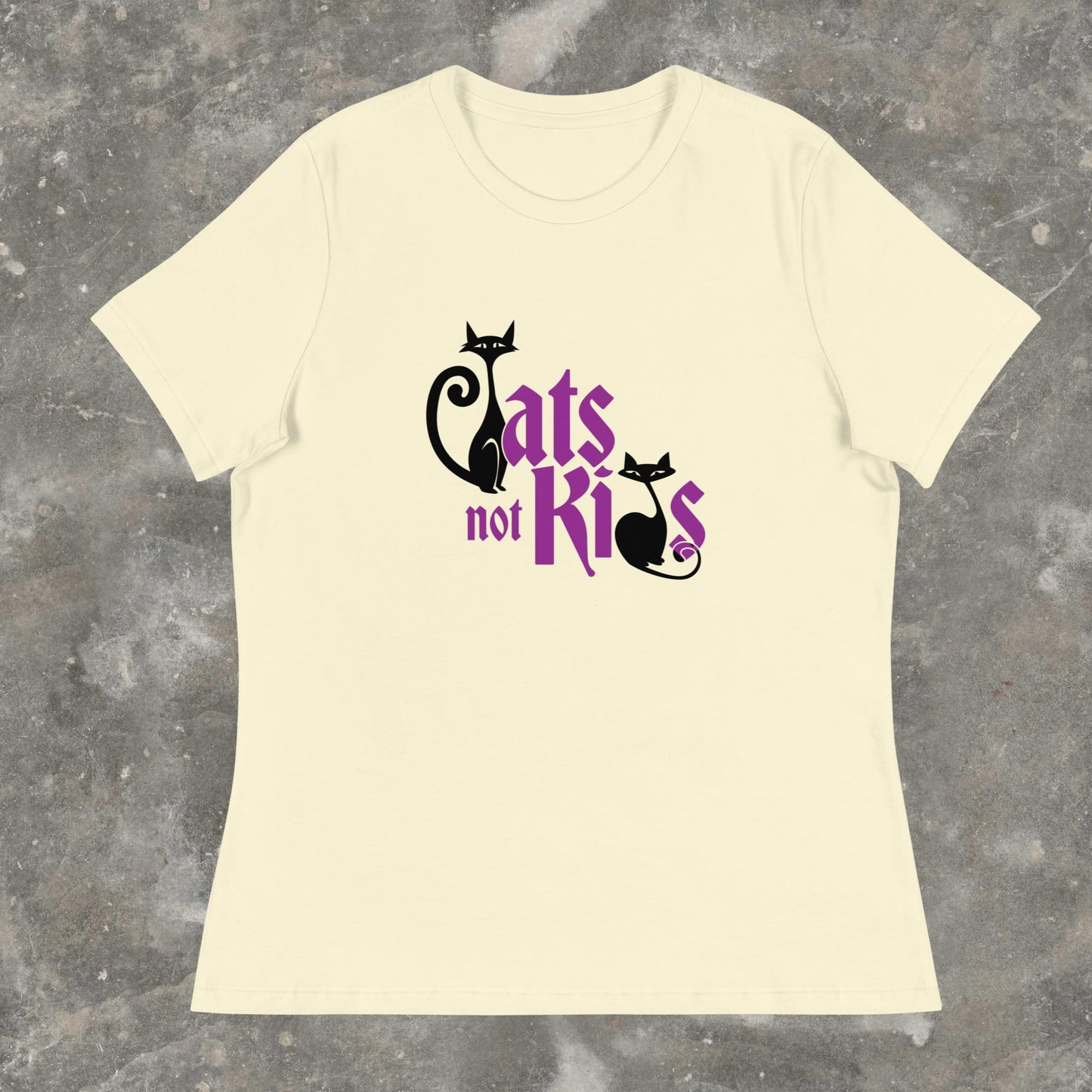 Cats Not Kids Childfree Childless Cat Lady Femme Fit Relaxed T-Shirt Plus Size Available