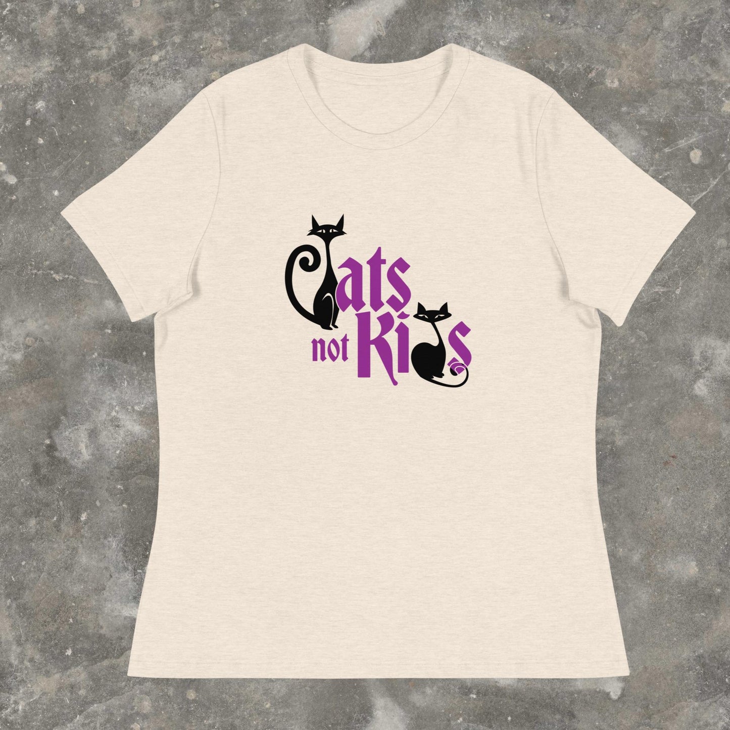 Cats Not Kids Childfree Childless Cat Lady Femme Fit Relaxed T-Shirt Plus Size Available