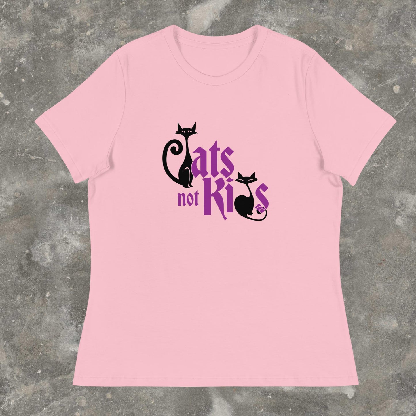 Cats Not Kids Childfree Childless Cat Lady Femme Fit Relaxed T-Shirt Plus Size Available