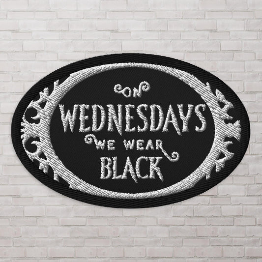 On Wednesdays We Wear Black Spooky Goth Wednesday Fanart Baby Bat Embroidered patches