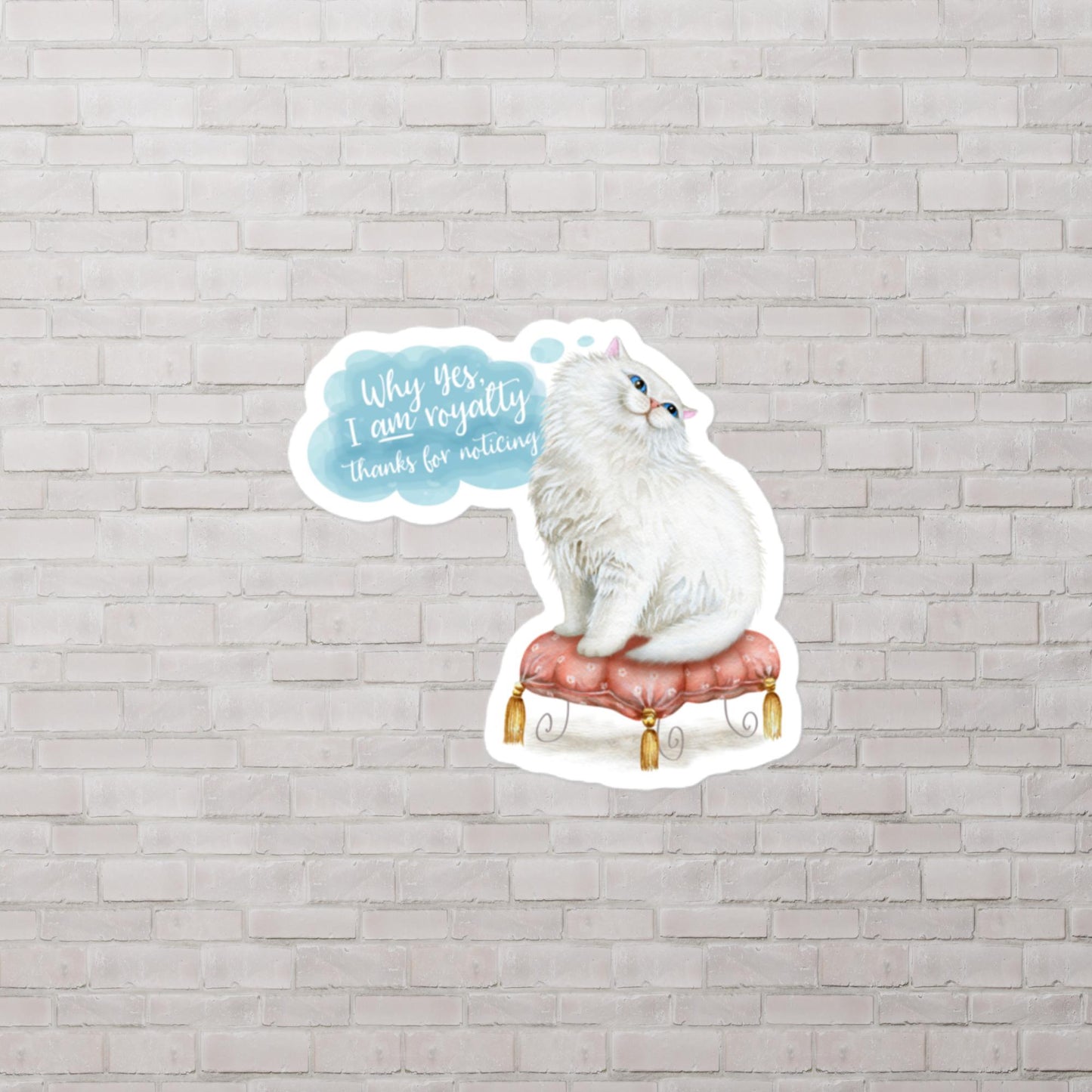 Royal White Persian Floof Cat Sticker