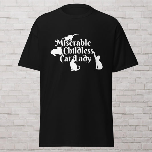 Miserable Childless Cat Lady Democrat Liberal Childfree Genderless Relaxed T-Shirt Plus Sizes Available