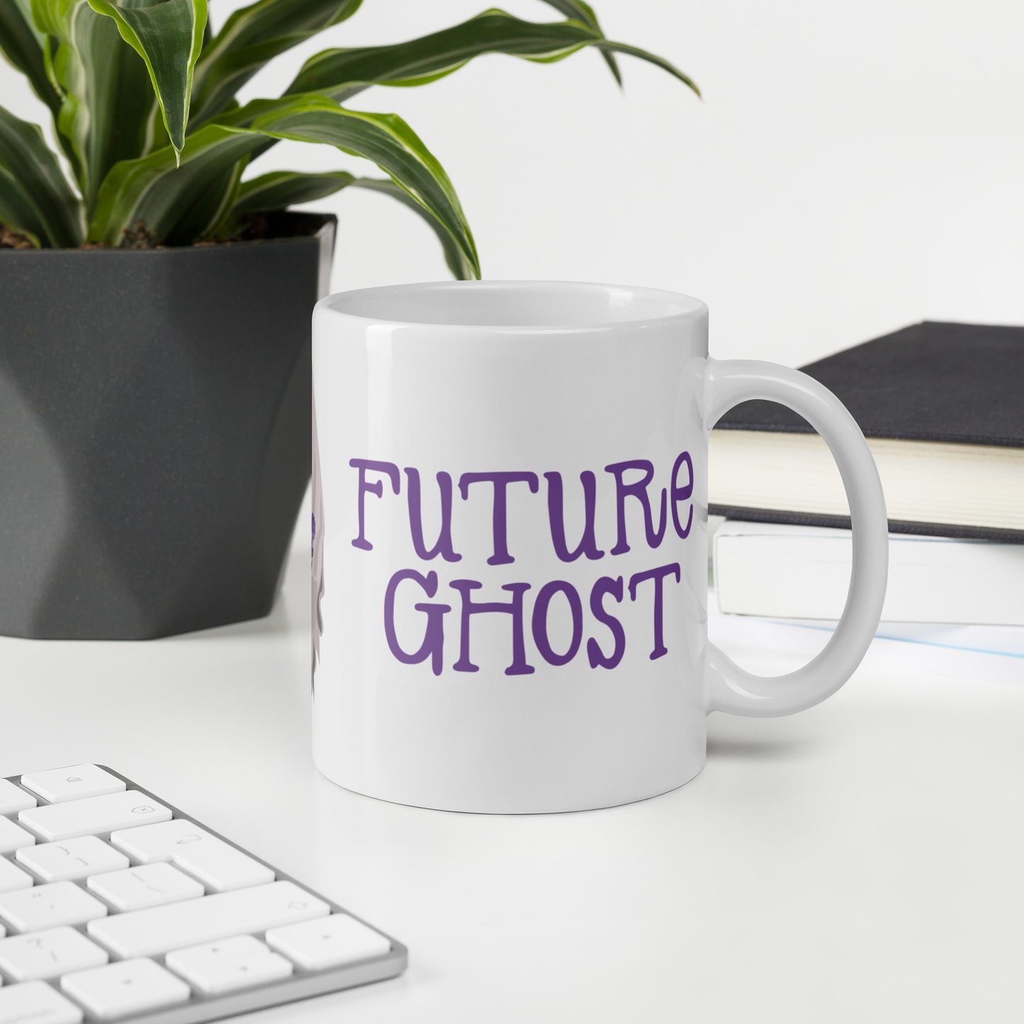 Future Ghost Halloween Gift Spooky Goth Haunted White glossy coffee mug