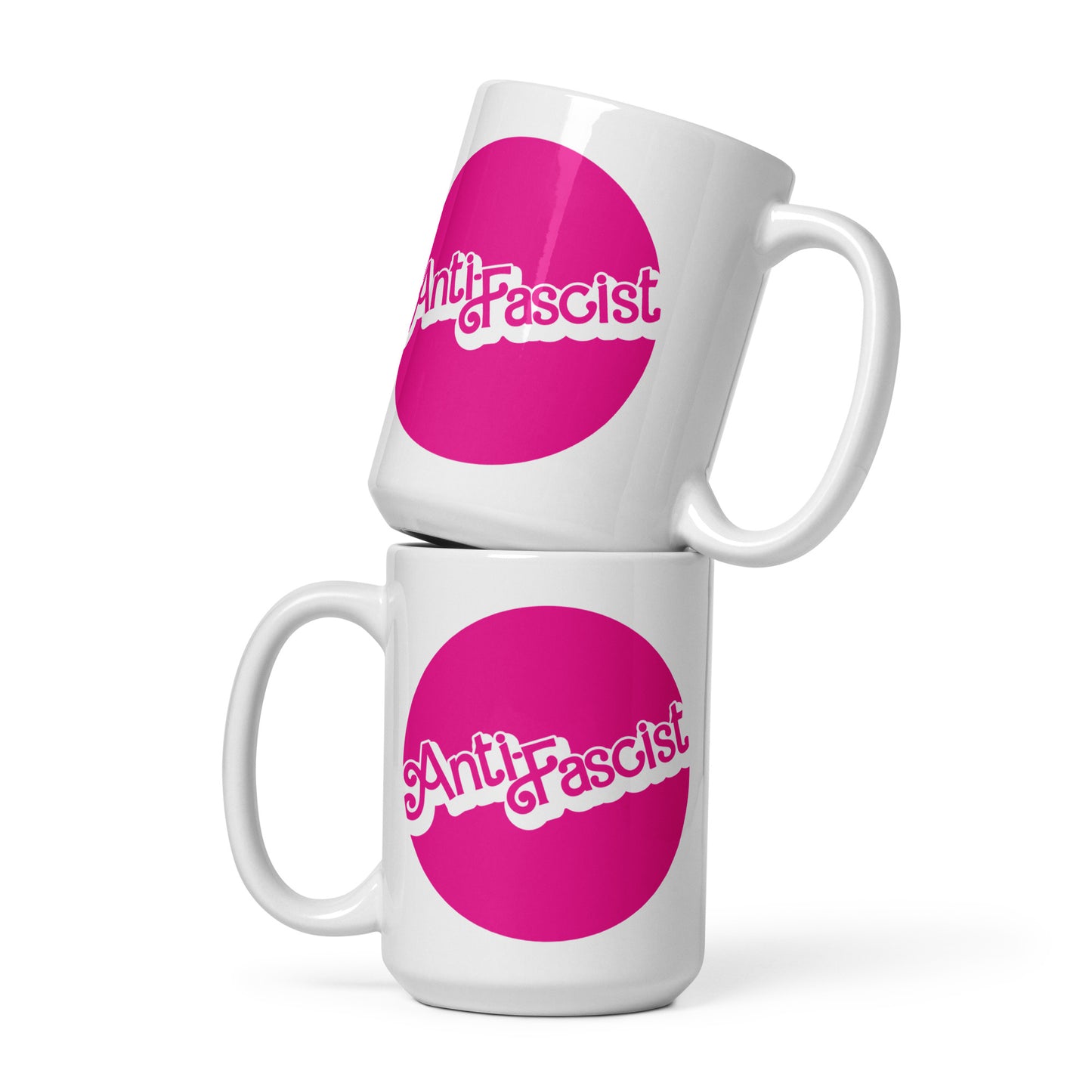 Anti-Fascist Barbie Anti-MAGA Leftist Pink & White Coffee Mug 3 Sizes