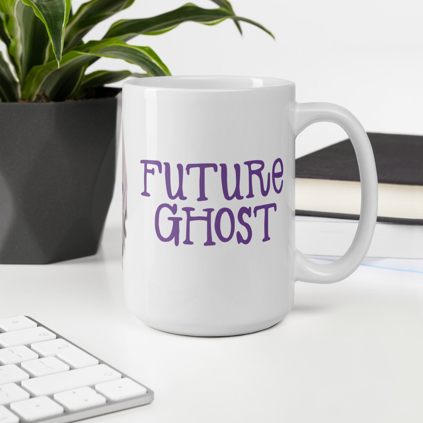 Future Ghost Halloween Gift Spooky Goth Haunted White glossy coffee mug