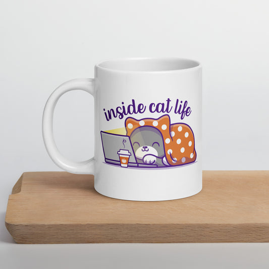 Inside Cat Life Indoor Cat Lady Fall PSL Vibes glossy mug