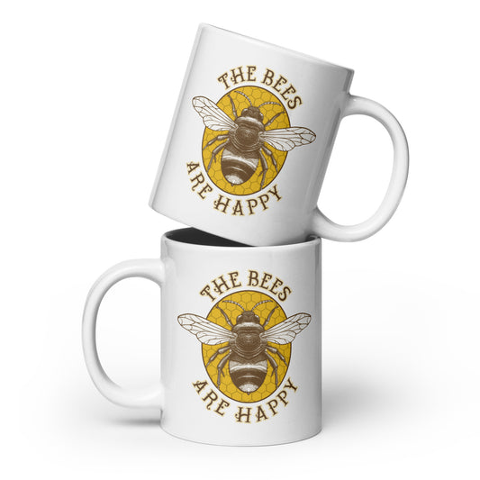 The Bees Are Happy Valheim Apiary Honeybee Lover White glossy Coffee mug