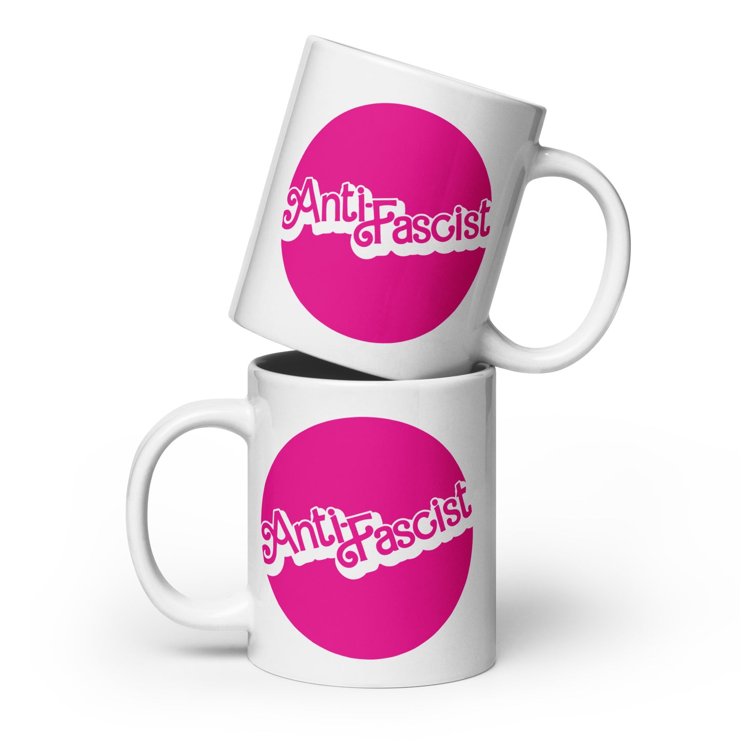 Anti-Fascist Barbie Anti-MAGA Leftist Pink & White Coffee Mug 3 Sizes