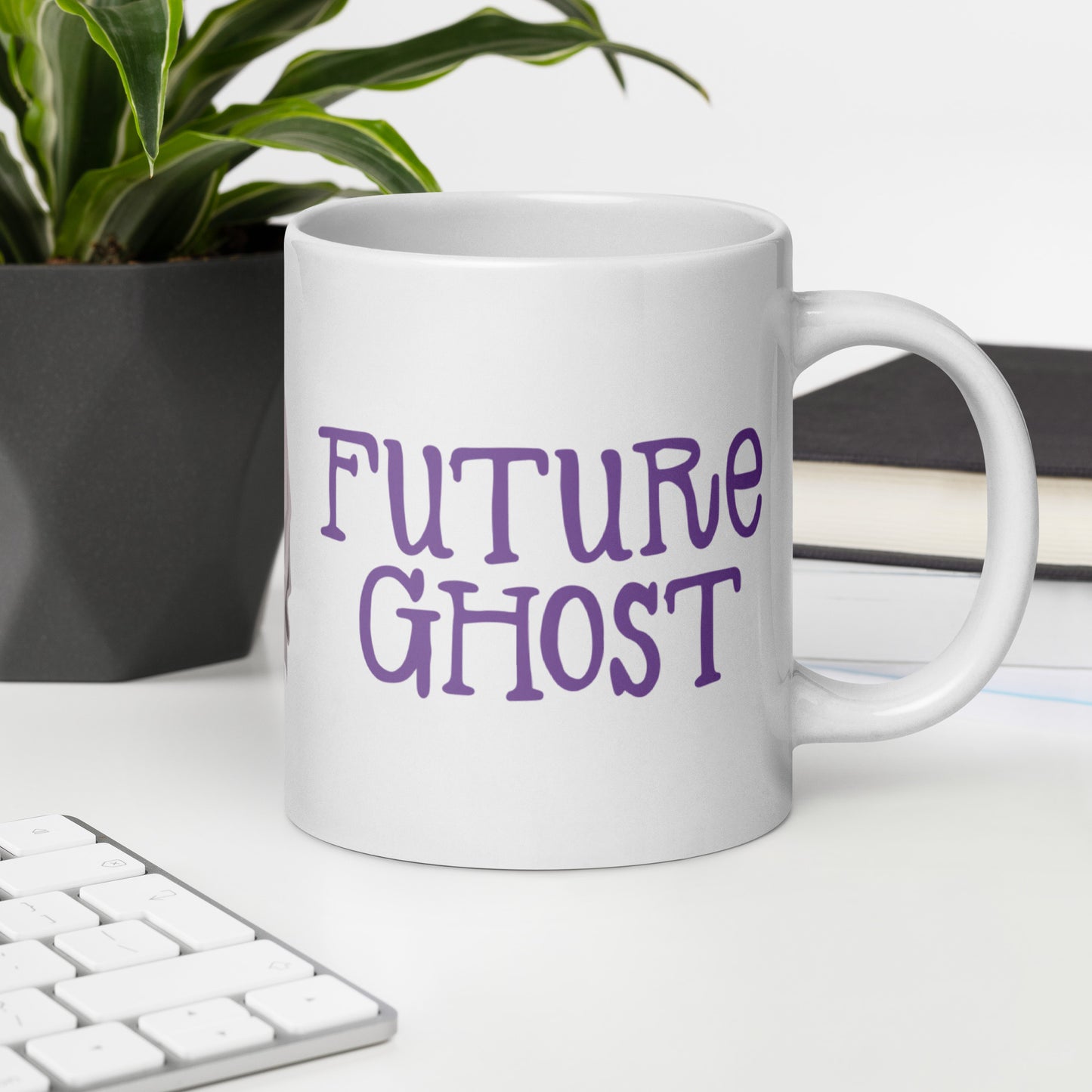 Future Ghost Halloween Gift Spooky Goth Haunted White glossy coffee mug