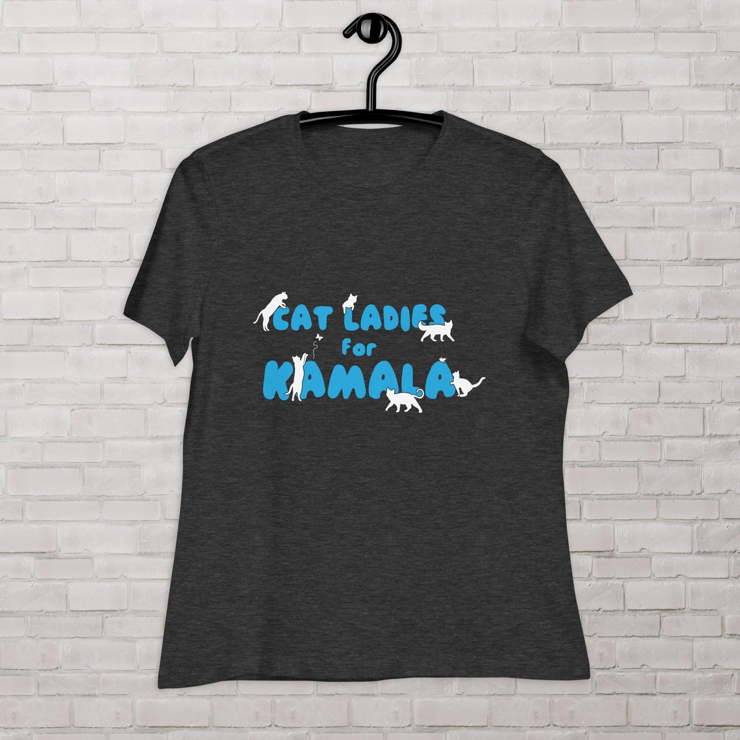 Cat Ladies for Kamala Democrat Liberal Childfree Vote Blue Femme Fit T-Shirt Plus Sizes Available